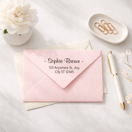 Elegante script retouradresstempel rubberstempel