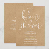 Elegante script robuuste kraft all-in-one baby sho kaart (Voorkant / Achterkant)