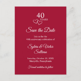 Elegante Script Rode 40e Huwelijksverjaardag Aankondigingskaart