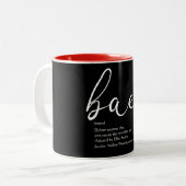 Elegante Script Rode Liefdeshart Bae Definitie Tweekleurige Koffiemok (Voorkant links)