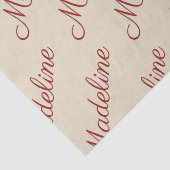 Elegante script rode naam tan tissuepapier (Detail)