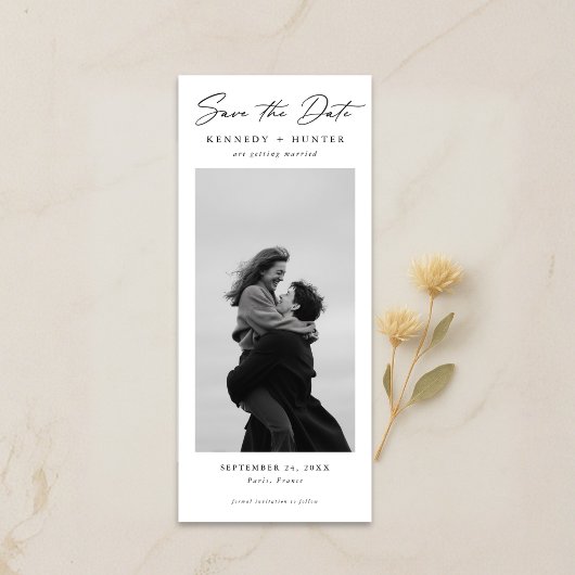 Elegante Script Romantische Moderne Foto Bruiloft Save The Date