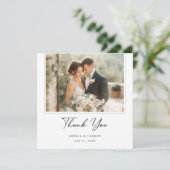 Elegante Script Romantische Rustieke Boho Trouwfot Bedankkaart (Staand voorkant)