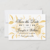 Elegante script romantische trouwdag gouden bloem save the date (Voorkant)