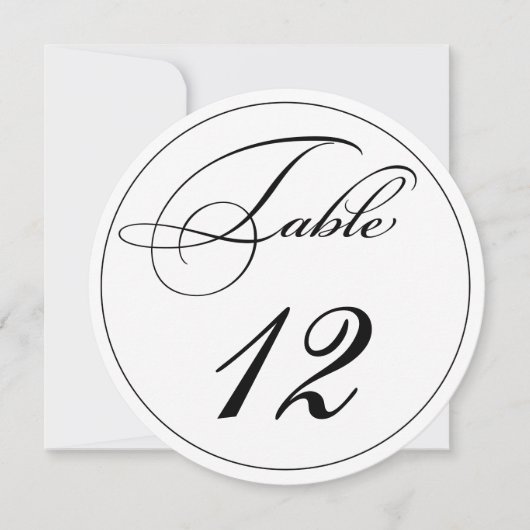 Elegante script ronde tafel nummertjes kaart (Voorkant)