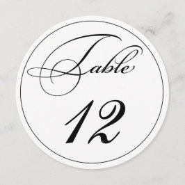 Elegante script ronde tafel nummertjes kaart