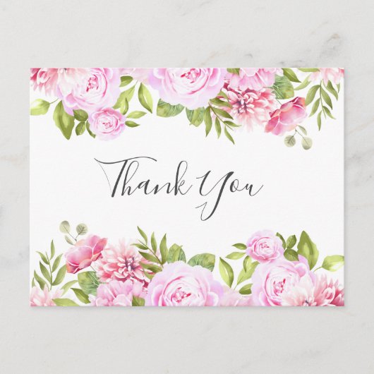Elegante Script Rose Banner Zakelijk Bedankt Briefkaart (Voorkant)