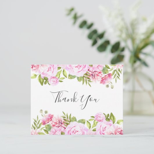 Elegante Script Rose Banner Zakelijk Bedankt Briefkaart (Staand voorkant)