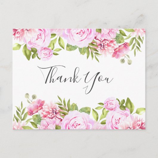 Elegante Script Rose Banner Zakelijke Dank Je Briefkaart (Voorkant)