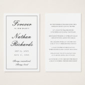 Elegante script rouwkaart met gebed visitekaartje (Voorkant /achterkant)