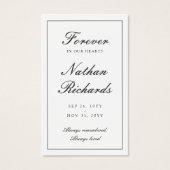 Elegante script rouwkaart met gebed visitekaartje (Voorkant)