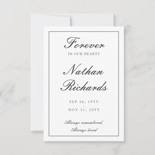 Elegante script rouwtroost dankkaart kaart (Voorkant)
