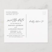 Elegante Script Roze 4 Foto Collage Save The Date Aankondigingskaart (Achterkant)
