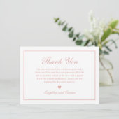 Elegante Script Roze Baby Shower Bedankkaart (Staand voorkant)