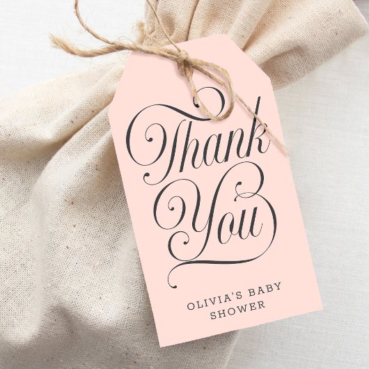 Elegante Script Roze Baby Shower Favor Cadeaulabel