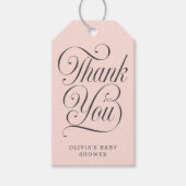 Elegante Script Roze Baby Shower Favor Cadeaulabel (Voorkant)