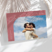 Elegante Script Roze Gebogen Frame Foto Save The Date