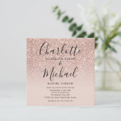 Elegante Script Roze Goud Glitter Bruiloftsfoto Kaart (Staand voorkant)
