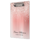 Elegante Script Roze Goud Glitter Schoonheidssalon Klembord (Links)