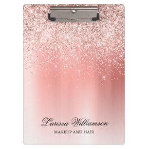 Elegante Script Roze Goud Glitter Schoonheidssalon Klembord