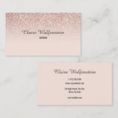 Elegante Script Roze Gouden Glitter Visitekaartje (Voorkant / Achterkant)