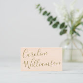 Elegante Script Roze Perzik en Goud Persoonlijk Visitekaartje (Staand voorkant)