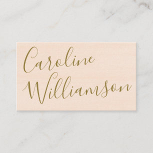 Elegante Script Roze Perzik en Goud Persoonlijk Visitekaartje