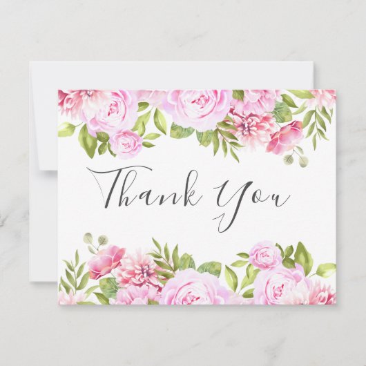 Elegante Script Rozen Tuin Bedanktkaart voor Zakel Bedankkaart (Voorkant)