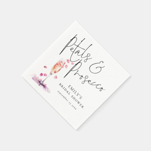 Elegante script rozenblaadjes en Prosecco Bruidsme Servet (Hoek)