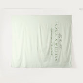 Elegante script Sage Green trouwachtergrond Wandkleed (Voorkant (horizontaal))