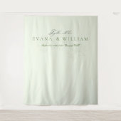 Elegante script Sage Green trouwachtergrond Wandkleed (Voorkant)