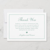 Elegante Script Sage Groene Baby Shower Bedankkaart (Voorkant)