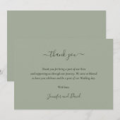 Elegante Script Sage Groene Bedankkaart (Voorkant / Achterkant)
