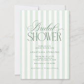 Elegante script sagegroene strepen bruidsdouche kaart (Voorkant)