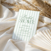 Elegante script sagegroene strepen bruidsdouche kaart
