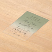 Elegante Script Salie Groen Verlopend Trouwfeest Acryl Uitnodigingen (Laagn)