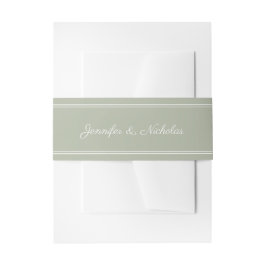Elegante Script Salie Groene Trouw Uitnodigingen Wikkel