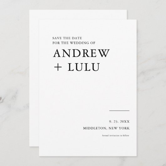Elegante Script Save the Date Aankondigingskaart (Voorkant / Achterkant)