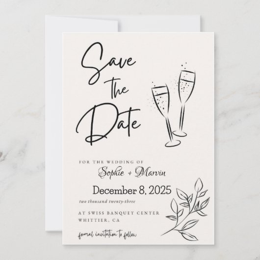 Elegante Script Save-the-Date Aankondigingskaart Save The Date (Voorkant)