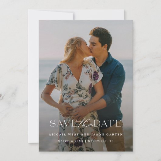 Elegante Script Save the Date Foto (Voorkant)