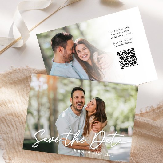 Elegante Script Save the Date Foto Bruiloft Kaart