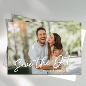 Elegante Script Save the Date Foto Bruiloft Kaart