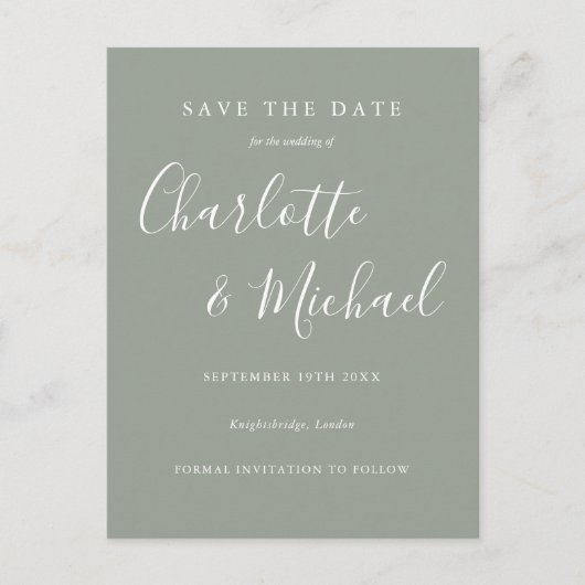 Elegante Script Save the Date Huwelijk Aankondigingskaart (Voorkant)