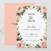 Elegante Script Save the Date met Pastel Roze Rand (Voorkant / Achterkant)
