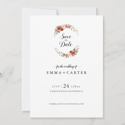 Elegante Script Save the Date met Pastelroze (Voorkant)