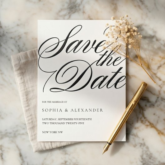 Elegante Script Save the Date Trouwkaart | Luxe Kaart