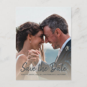 Elegante Script Save the Date Verlovingsfoto Aankondigingskaart