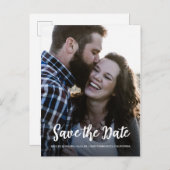 Elegante Script Save the Date Verlovingsfoto Aankondigingskaart (Voorkant / Achterkant)