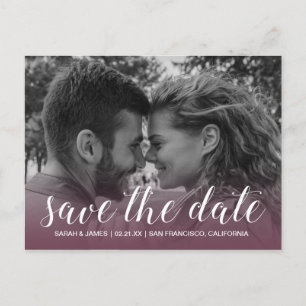 Elegante Script Save the Date Verlovingsfoto Aankondigingskaart