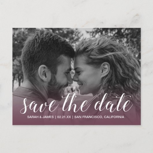 Elegante Script Save the Date Verlovingsfoto Aankondigingskaart (Voorkant)